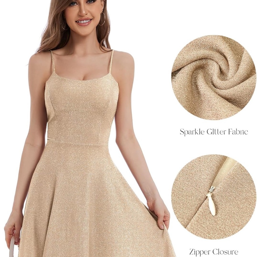 Elegant Gold Women's Dress - Picture 6 of 12